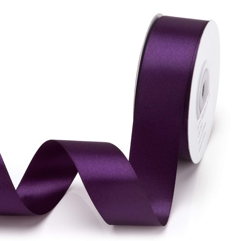 IHKFILAN Double Face Satin Ribbon 1Inchx25Yards Double Sided Solid Polyester Ribbon for Gift Wrapping Party Hair Braids Bow Baby Shower Decoration Floral Arrangement Craft Supplies,Plum - Image 1